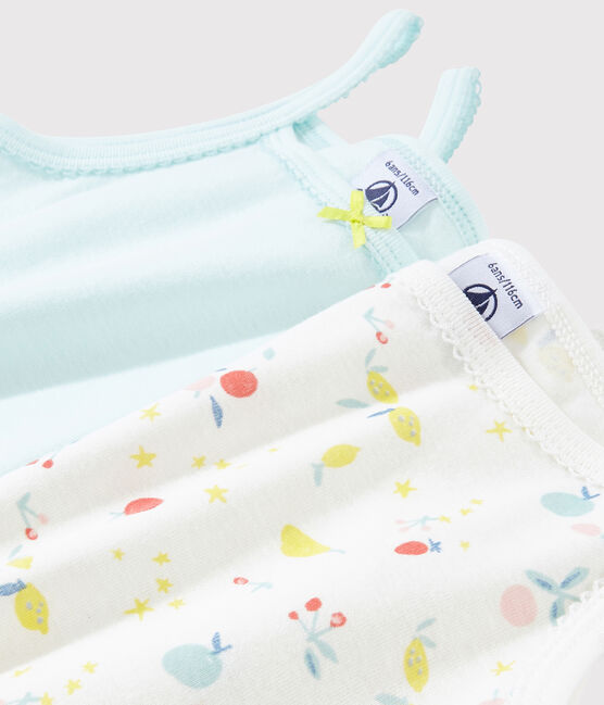 Confezione da 2 canottiere con spalline fantasia frutti bambina in cotone biologico variante 1
