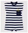 Tutina corta in jersey a righe bebè maschio blu SMOKING/bianco MARSHMALLOW