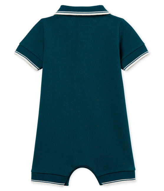Tutina corta polo bebè maschio verde PINEDE