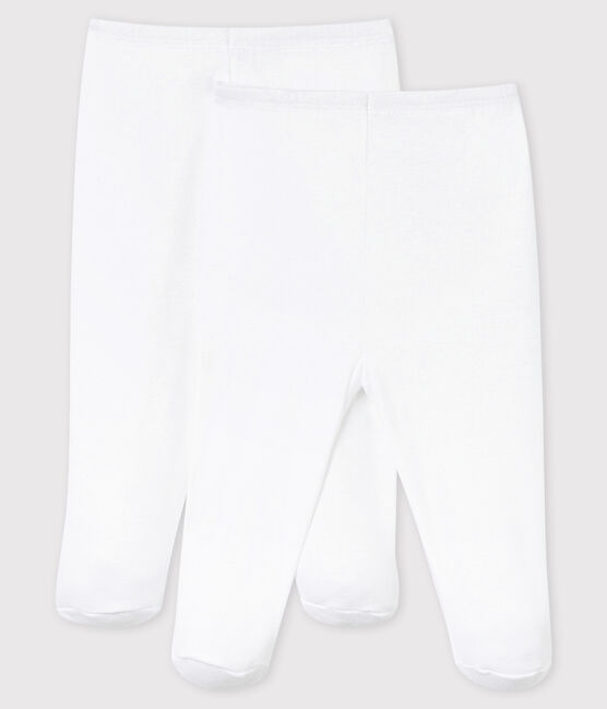 Confezione da 2 pantaloni bianchi con piedi bebè bianco ECUME