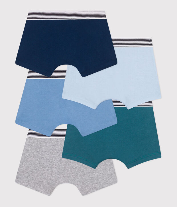 Set da 5 boxer in cotone a tinta unita bambino multicolore