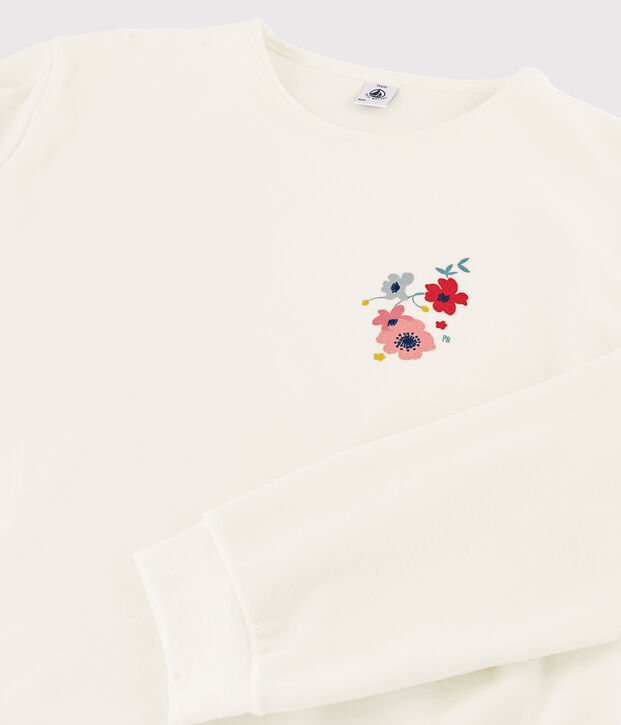 Pigiama ragazza in ciniglia bianco/blu