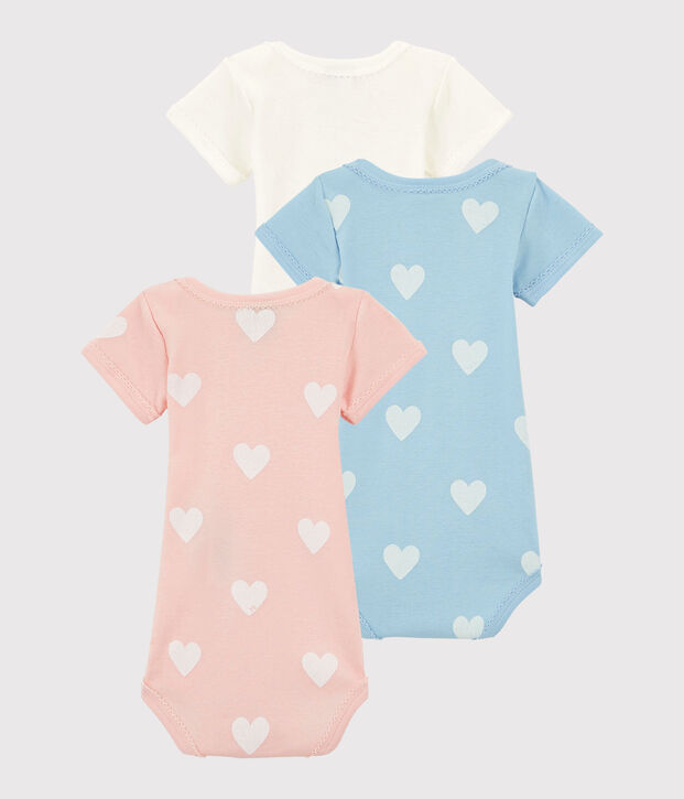 Confezione da 3 body manica corta pastello beb&egrave; femmina in cotone biologico multicolore