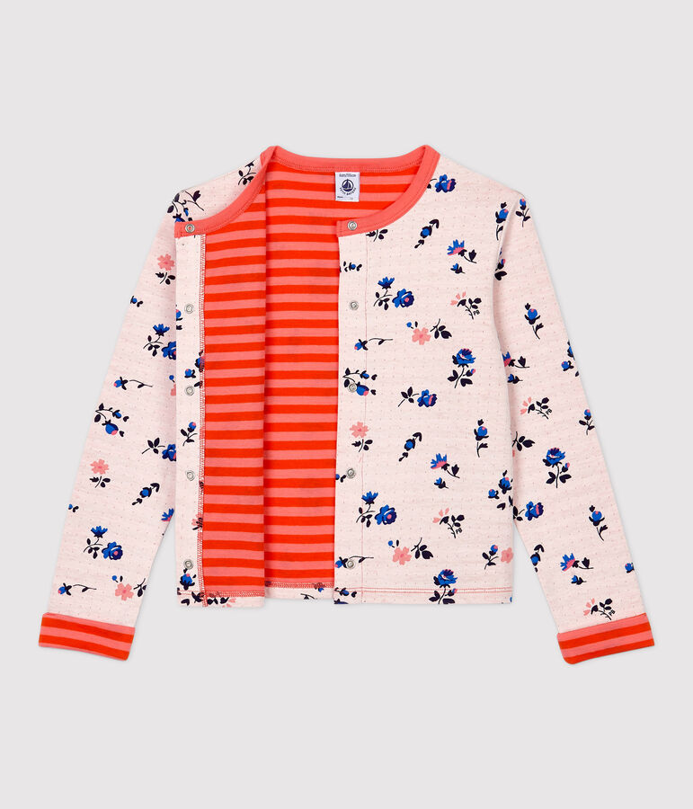 Cardigan bambina in tubique bianco/multicolore