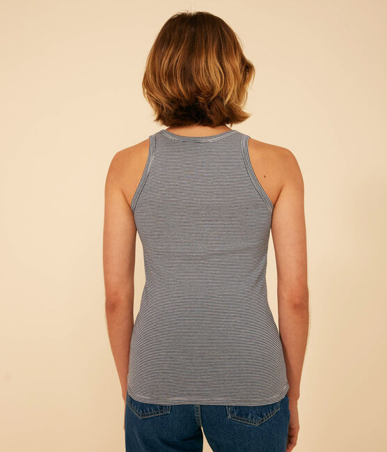 Canotta donna L'Iconique in cotone a righe blu SMOKING/bianco MARSHMALLOW