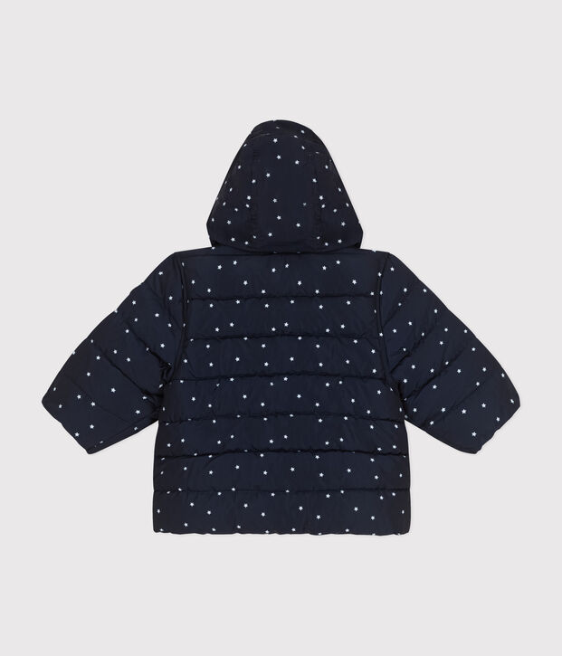 Piumino con stampa e cappuccio retraibile neonato blu/bianco