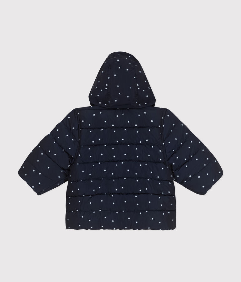 Piumino con stampa e cappuccio retraibile neonato blu/bianco