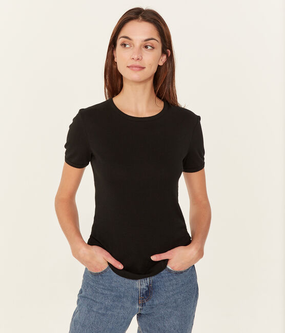 T-shirt maniche corte tinta unita donna nero NOIR