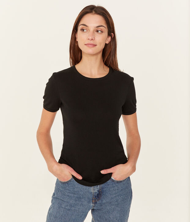 T-shirt maniche corte tinta unita donna nero