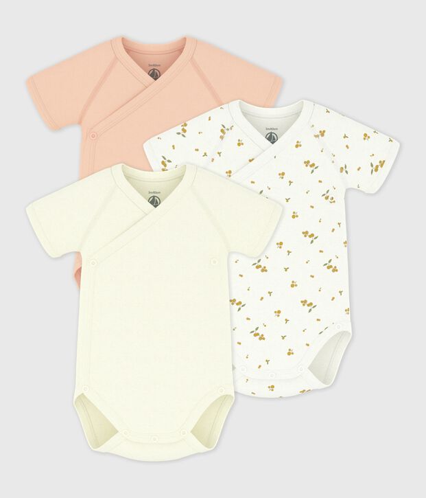Set di body incrociati a maniche corte in cotone fantasia neonato multicolore
