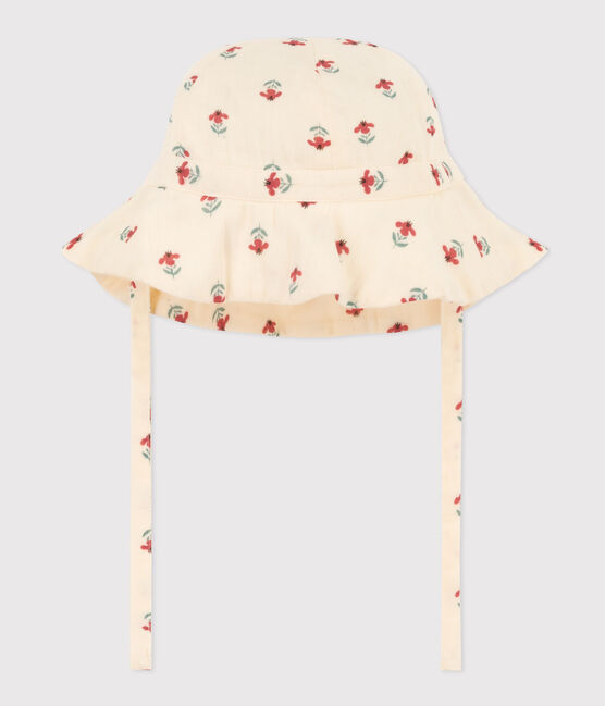 Cappellino a fiori in garza di cotone bebè bianco AVALANCHE/ MULTICO
