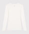 T-shirt a maniche lunghe con scollo a ballerina donna   bianco MARSHMALLOW