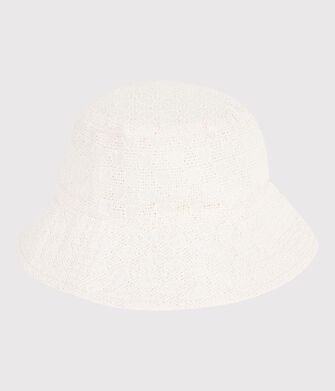 Cappellino in popeline e sangallo bambina