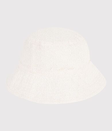 Cappellino in popeline e sangallo bambina