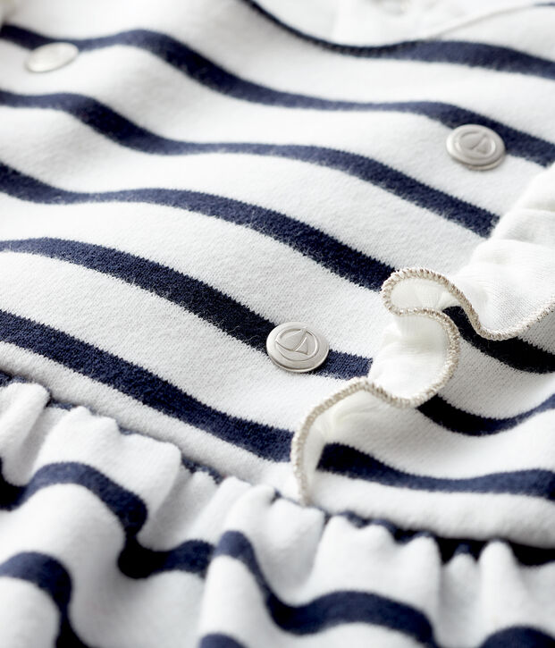 Abito a maniche lunghe da beb&egrave; femmina bianco/blu