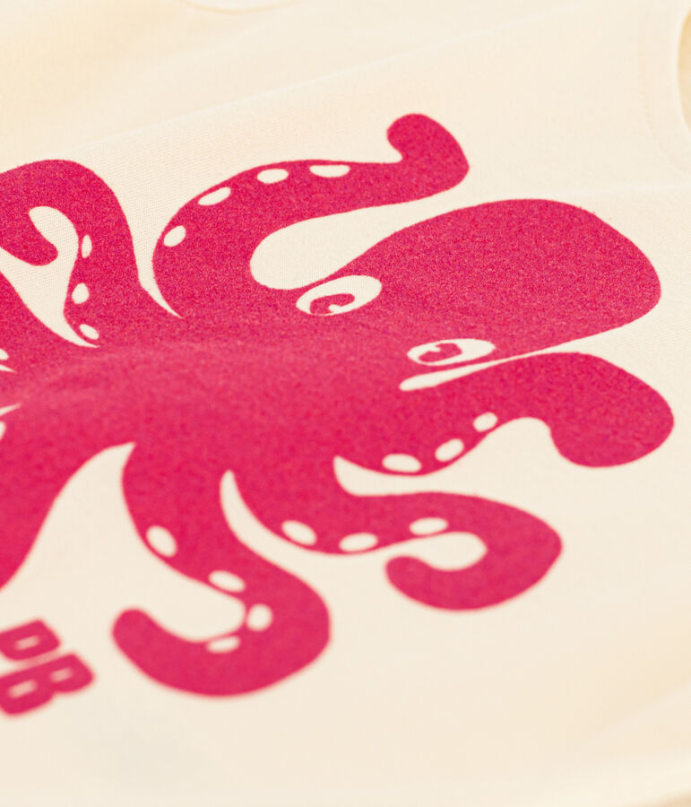 T-shirt bambina a maniche corte in tessuto fioccato ecru AVALANCHE