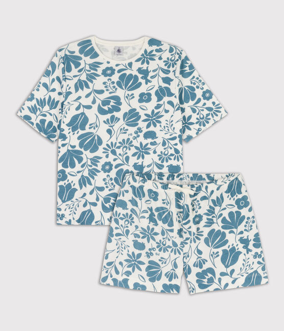 Pigiama donna corto a fiori in cotone bianco MARSHMALLOW/ ROVER