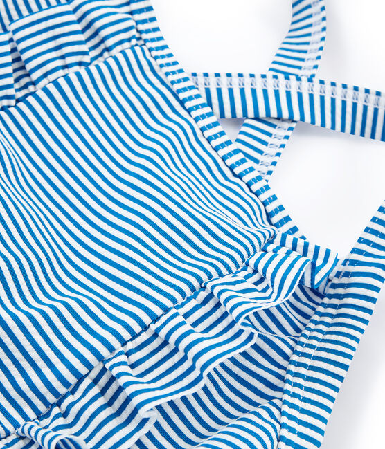 Costume intero bambina blu RIYADH/bianco MARSHMALLOW