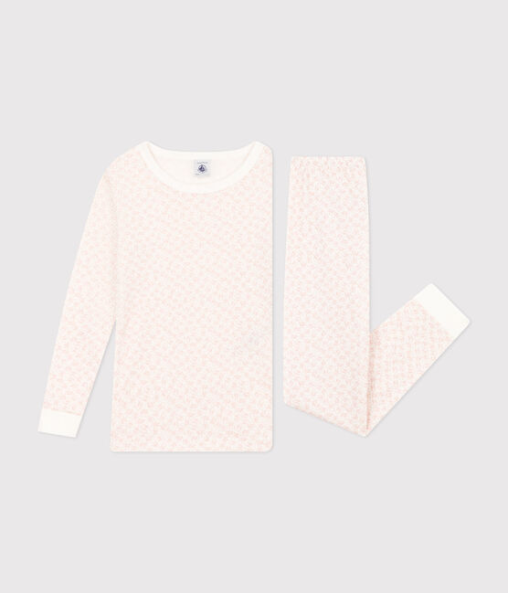 Pigiama bambino aderente in cotone con stampa a fiori MARSHMALLOW/ PANTY