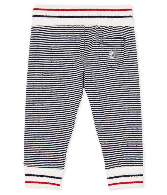Pantalone bebè in tubique blu SMOKING/bianco MULTICO CN