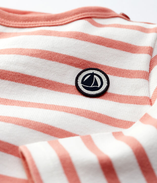 Marini&egrave;re beb&egrave; in jersey di cotone spesso bianco/rosa