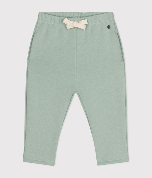 Pantaloni in tessuto felpato per beb&egrave; verde