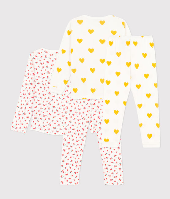 Confezione da 2 pigiami a cuori e a fiori bambina in cotone variante 1