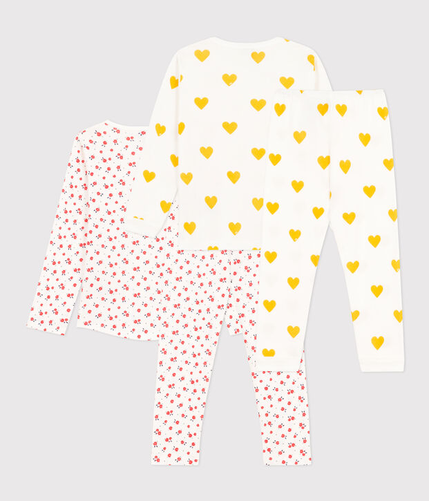 Confezione da 2 pigiami a cuori e a fiori bambina in cotone multicolore