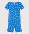 Pigiama corto e molto aderente bambino in cotone con furgoni stampati blu BRASIER/grigio MARSHMALLOW