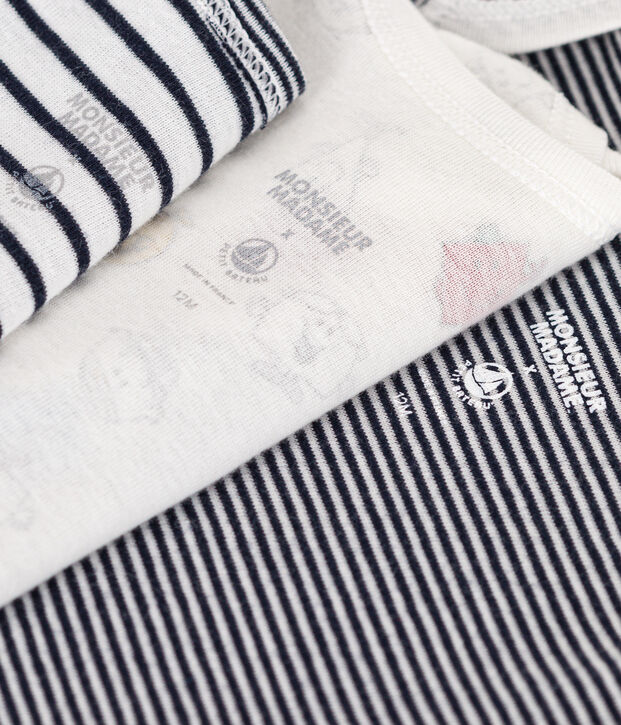 Set di 3 body a maniche corte Monsieur Madame in cotone multicolore