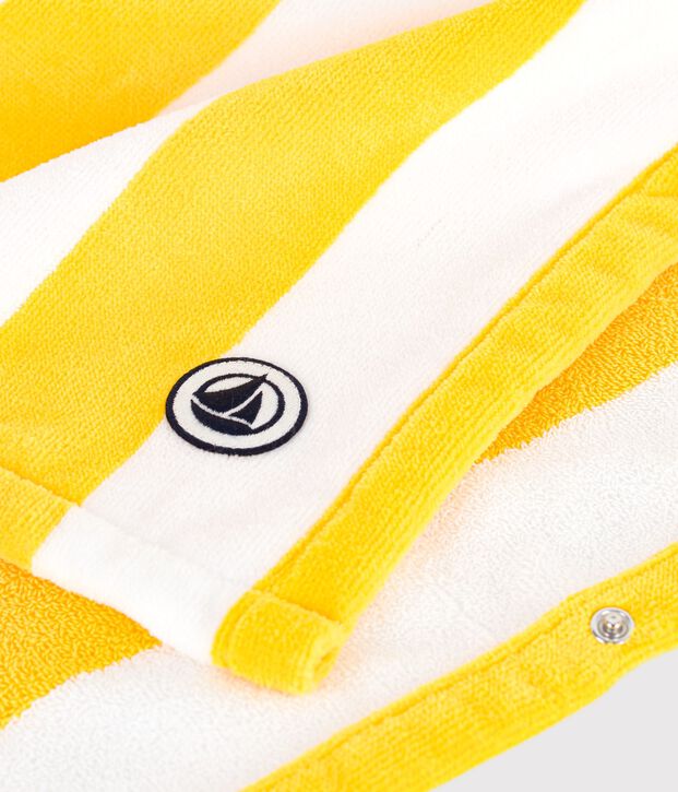 Poncho da bagno in spugna di cotone a righe bambino giallo/bianco