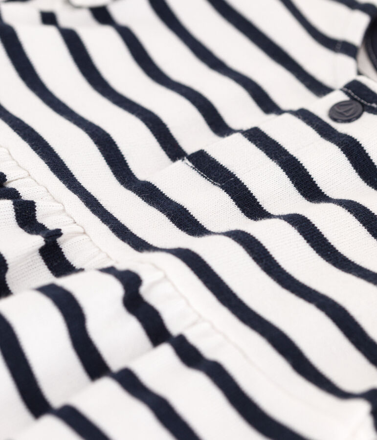 Abito a maniche lunghe beb&egrave; a righe marini&egrave;re in jersey spesso bianco/blu