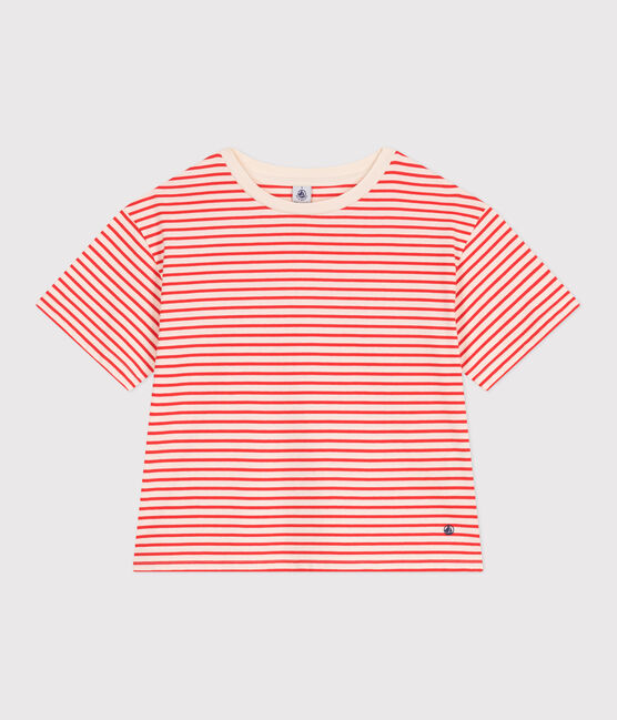 T-shirt Le Boxy in cotone a righe donna rosso AVALANCHE/ SPICY