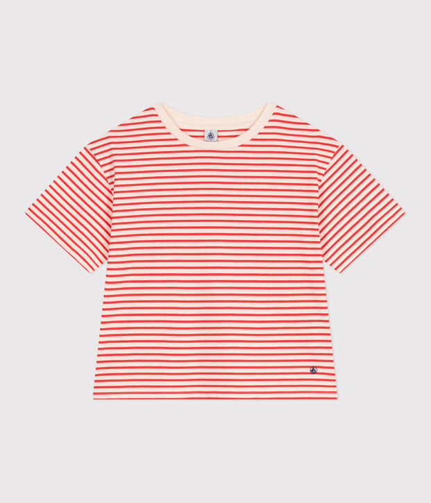 T-shirt Le Boxy in cotone a righe donna rosso/rosso