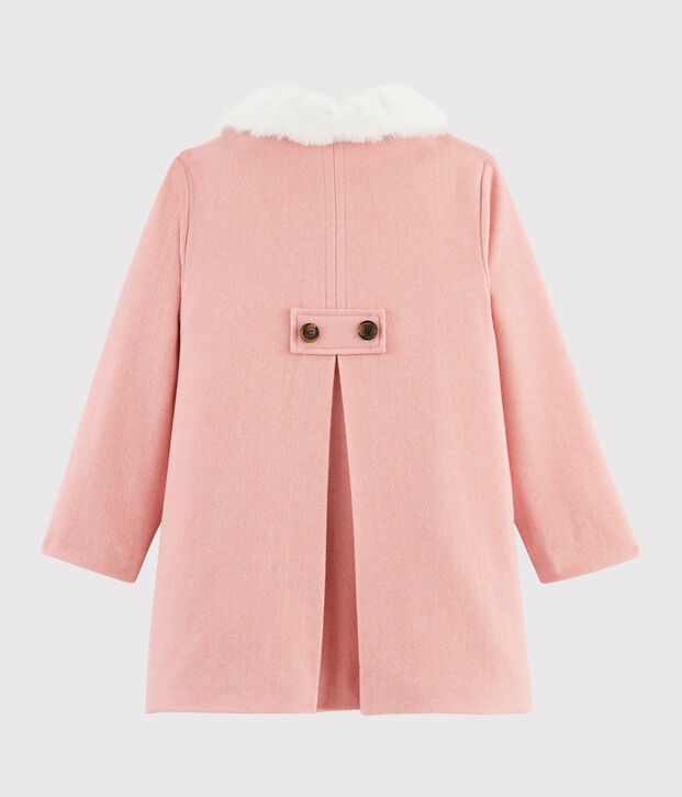 Cappotto in drap di lana ragazza rosa