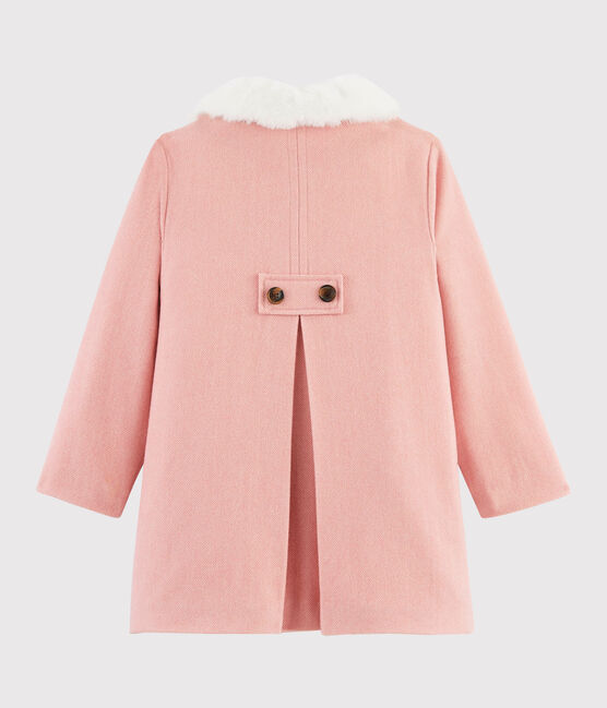 Cappotto in drap di lana ragazza rosa ROSE