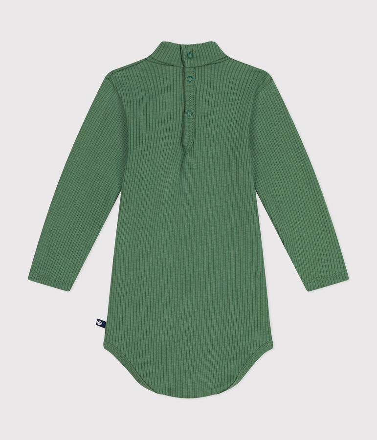 Body beb&egrave; a maniche lunghe e collo a lupetto in cotone verde