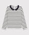 T-shirt bambina a maniche lunghe in cotone bianco MARSHMALLOW/blu SMOKING