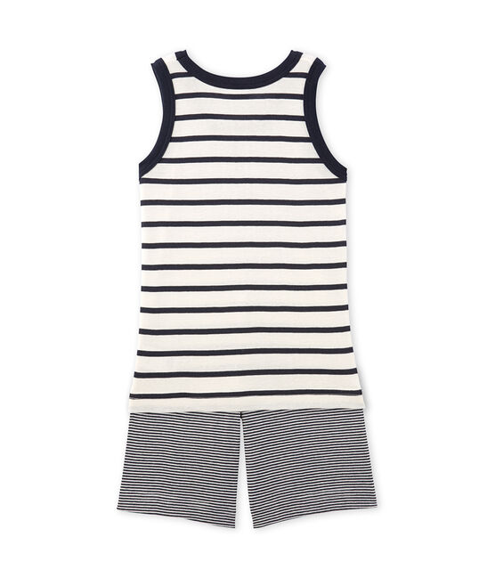 Pyjacourt garçon rayé beige COQUILLE/blu SMOKING