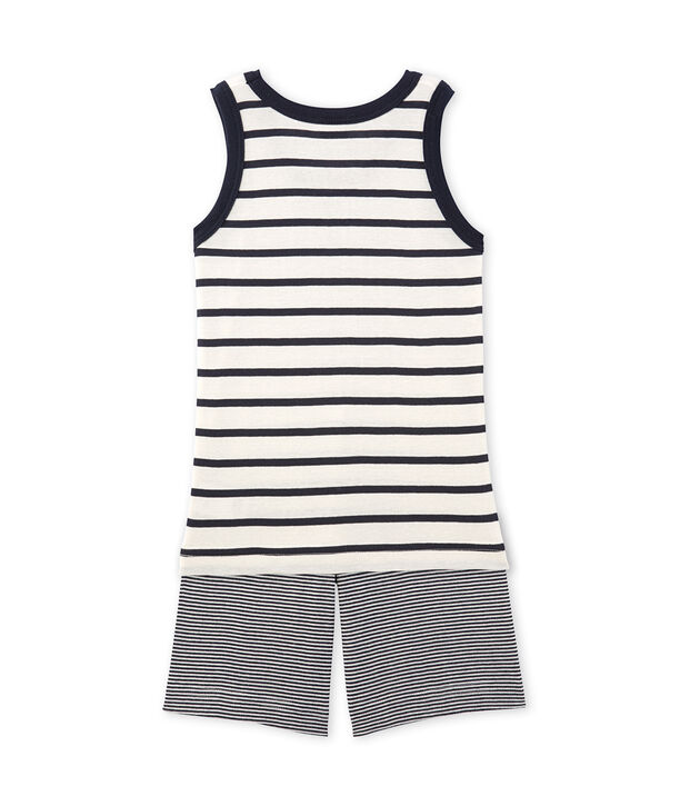 Pyjacourt gar&ccedil;on ray&eacute; bianco/blu