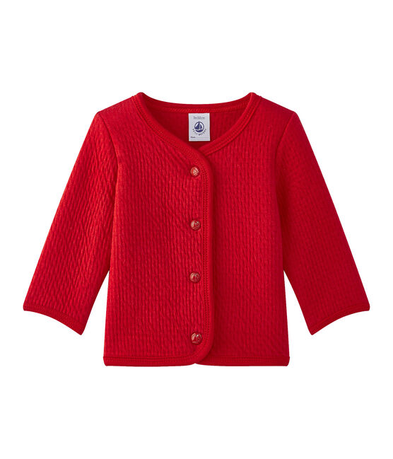 Cardigan bebé bambina tinta unita rosso TERKUIT