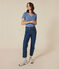 T-shirt L'Iconique scollo a V in cotone tinta unita donna blu BEACH