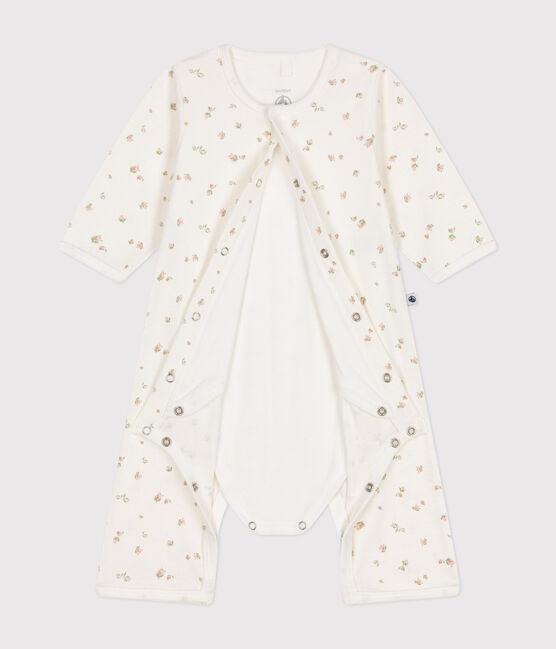 Bodyjama senza piedini in cotone neonato bianco MARSHMALLOW/bianco MULTICO