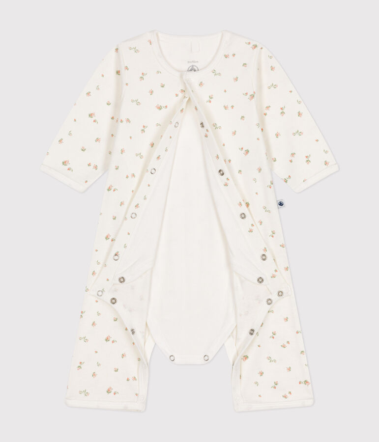 Bodyjama senza piedini in cotone neonato bianco/multicolore
