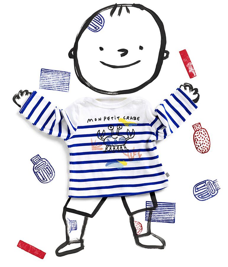 Marini&egrave;re beb&egrave; femmina/maschio Serge Bloch bianco MARSHMALLOW/blu PERSE