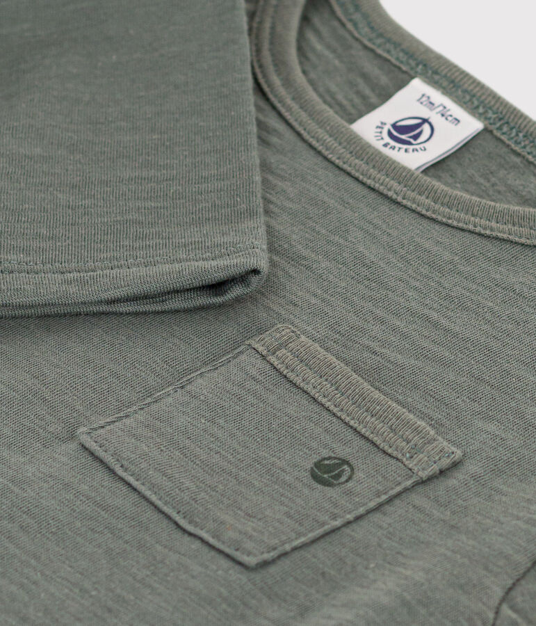 T-shirt a maniche lunghe in jersey fiammato per beb&egrave; verde