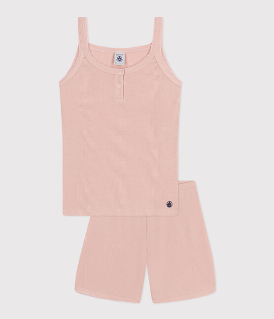 Pigiama shorts e canotta a tinta unita in cotone e lyocell bambino rosa SALINE