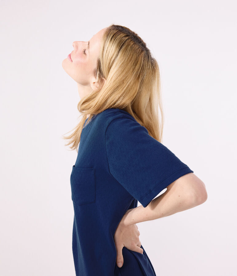 Camicia da notte a maniche corte in cotone donna blu INCOGNITO