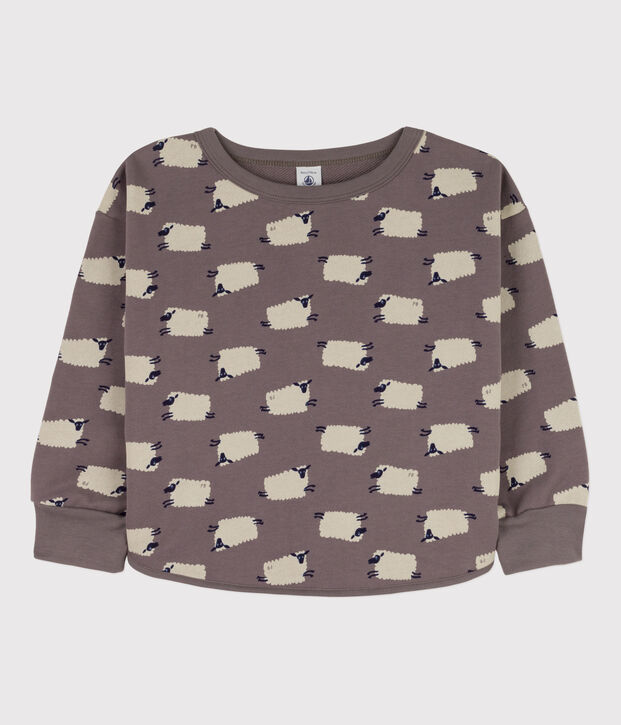 Felpa in molleton stampato bambina / bambino grigio/multicolore