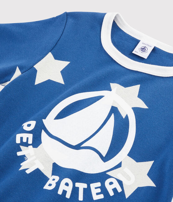 Pigiama bambino fantasia stelle a costine blu MAJOR/bianco ECUME